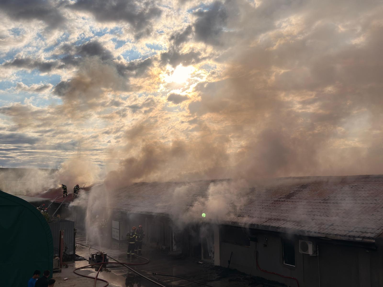 VIDEO | Incendiu la Buftea: o hală de 700 mp destinată stocării maselor plastice, cuprinsă de flăcări