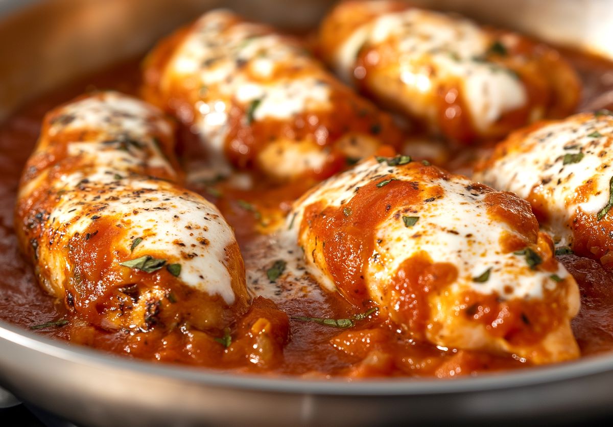 Piept de pui alla pizzaiola: un preparat reconfortant ce combină aromele verii și gustul brânzei mozzarellaea noastră”
