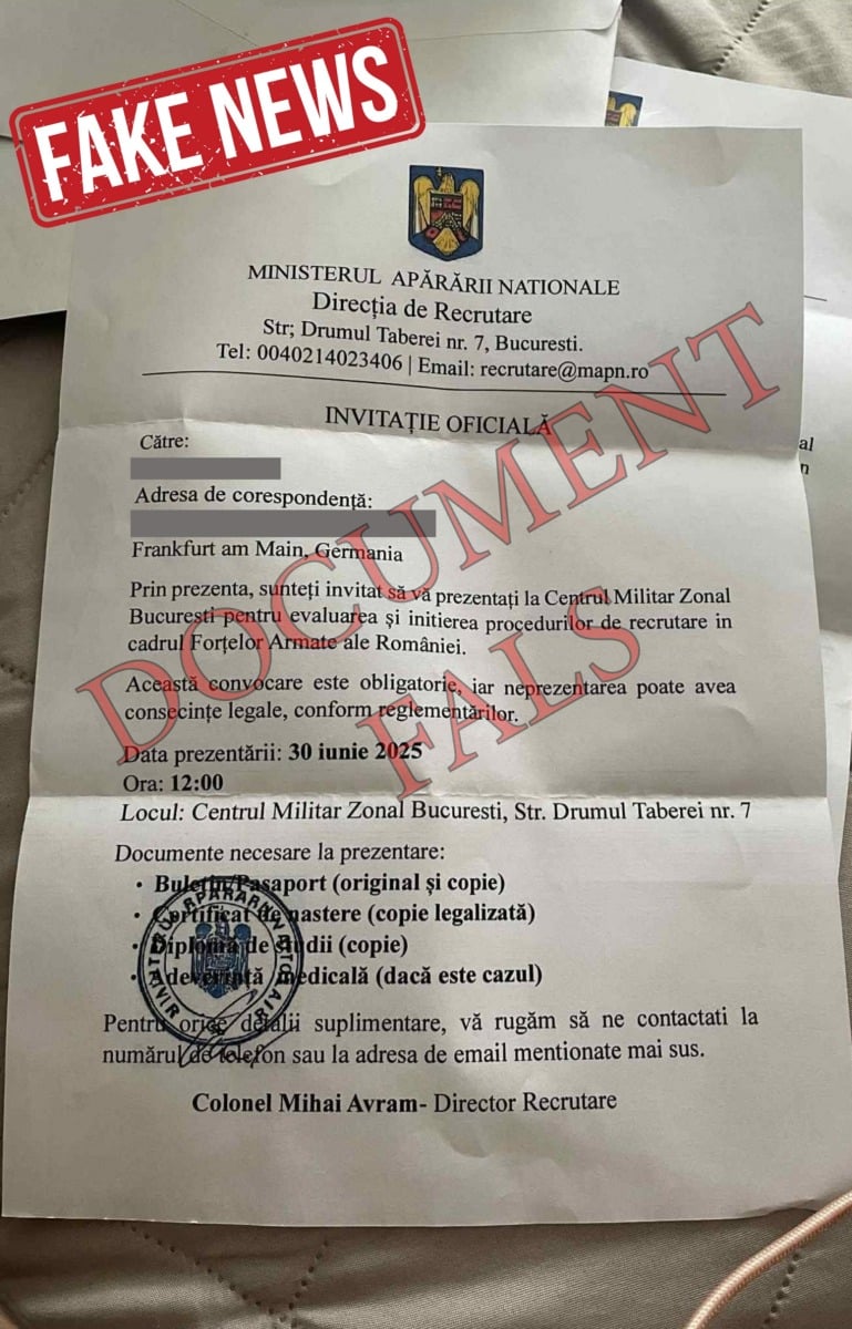 Ministrul Apărării anunță: Cei care cred că primesc invitație la armată online, pot sta liniștiți — nimeni nu îi cheamă; nu intenționăm să declanșăm un conflict armatea noastră”