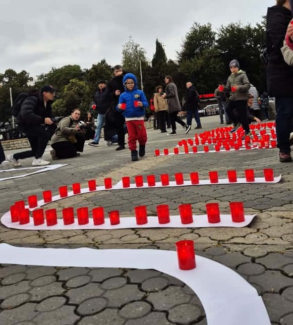 Galerie foto: Peste o sută de persoane au susținut un moment de reculegere la Iași pentru pacienții decedați la Spitalul „Sfânta Maria” / Mesajul „Neam ucis de nosocomiale” scris cu lumânări la evenimentul organizat de Declic și RESETea noastră”