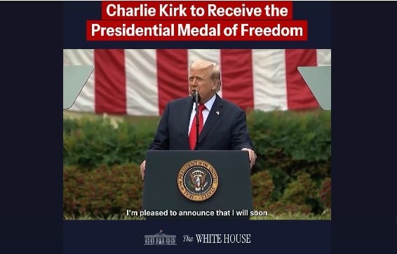 Trump conferă postum Medalia Prezidențială a Libertății lui Charlie Kirk / „A fost ucis în plină tinerețe pentru că a avut curajul să rostească adevărul”ea noastră”
