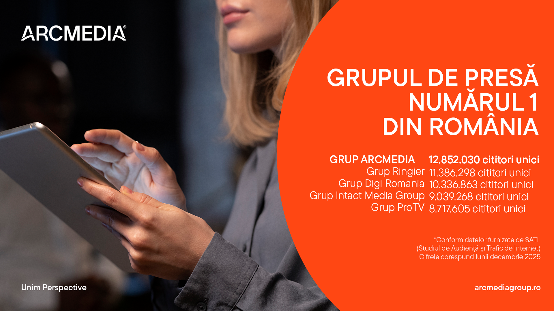ARCMEDIA devine liderul digital în România în decembrie 2025, stabilind un nou reper pentru industria mass-media locale Într-un context în care consumul de știri și divertisment s-a mutat masiv în online, grupul ARCMEDIA a reușit să devină, pentru prima dată în istorie, cel mai urmărit furnizor de conținut digital din România