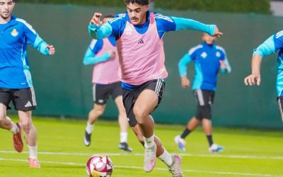Al Gharafa players during a training session.