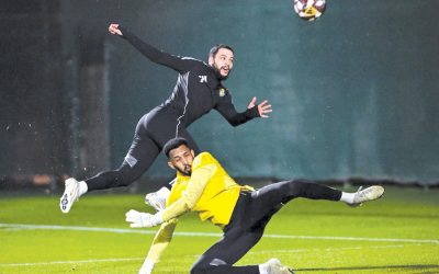 Al Gharafa players during a training session.