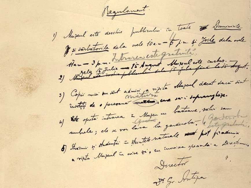 Muzeul Național de Istorie Naturală „Grigore Antipa” a făcut un pas istoric, marcând deschiderea sa oficială din 1908 cu o inițiativă inedită: publicarea primului regulament al instituției, redactat chiar de fondatorul său, Grigore Antipa