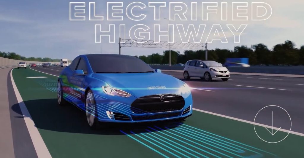 Locația autostrăzii care încarcă în mers mașinile electrice