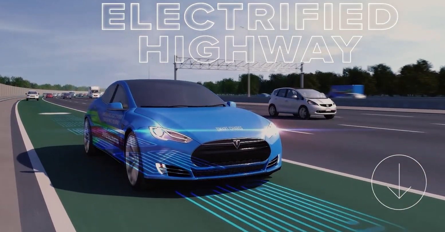 Locația autostrăzii care încarcă în mers mașinile electrice
