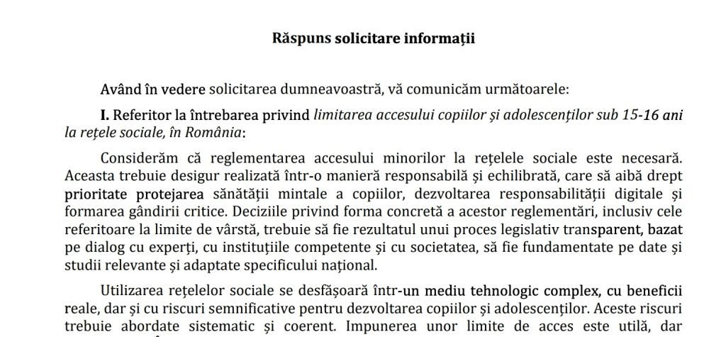 Administrația Prezidențială susține necesitatea reglementării accesului minorilor la rețelele sociale, arătând un interes tot mai accentuat spre protejarea adolescenților în mediul digital