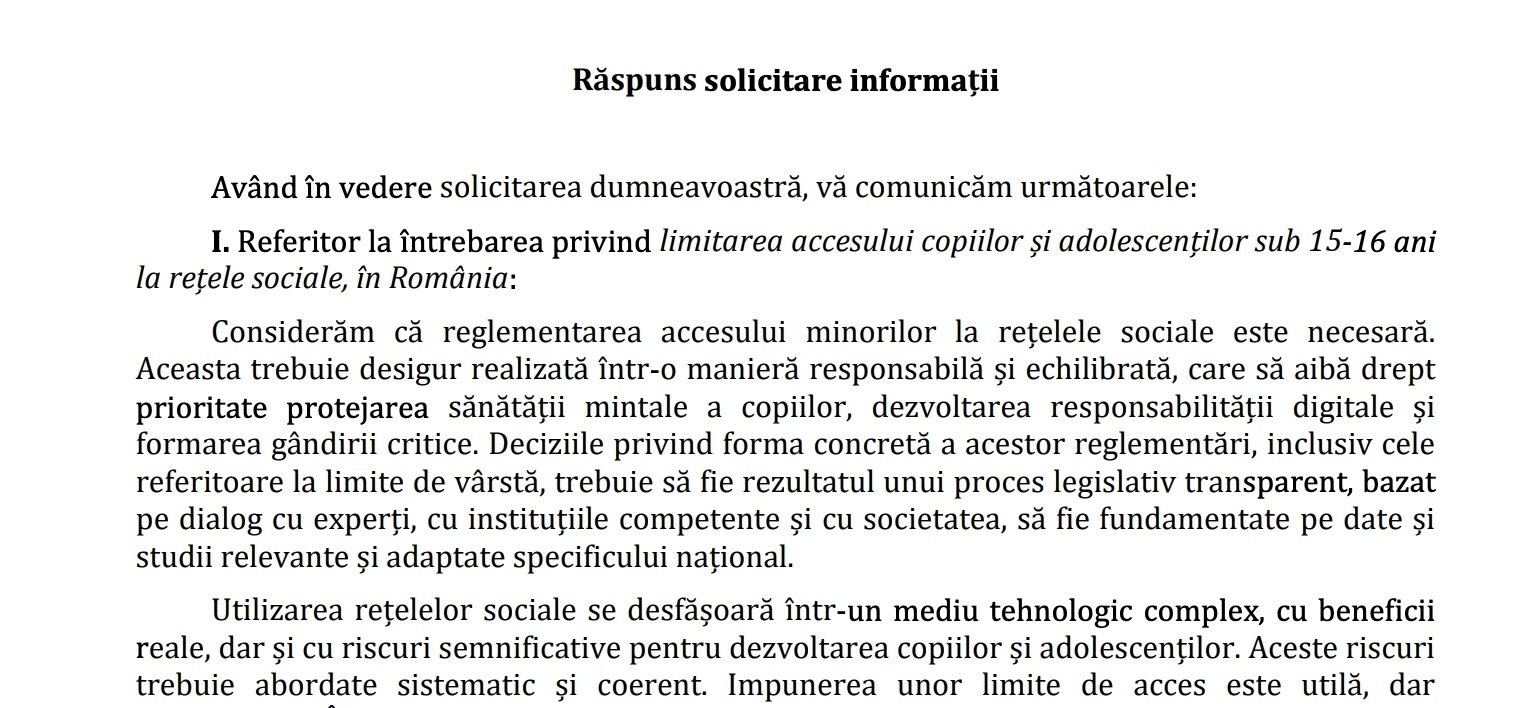 Administrația Prezidențială susține necesitatea reglementării accesului minorilor la rețelele sociale, arătând un interes tot mai accentuat spre protejarea adolescenților în mediul digital