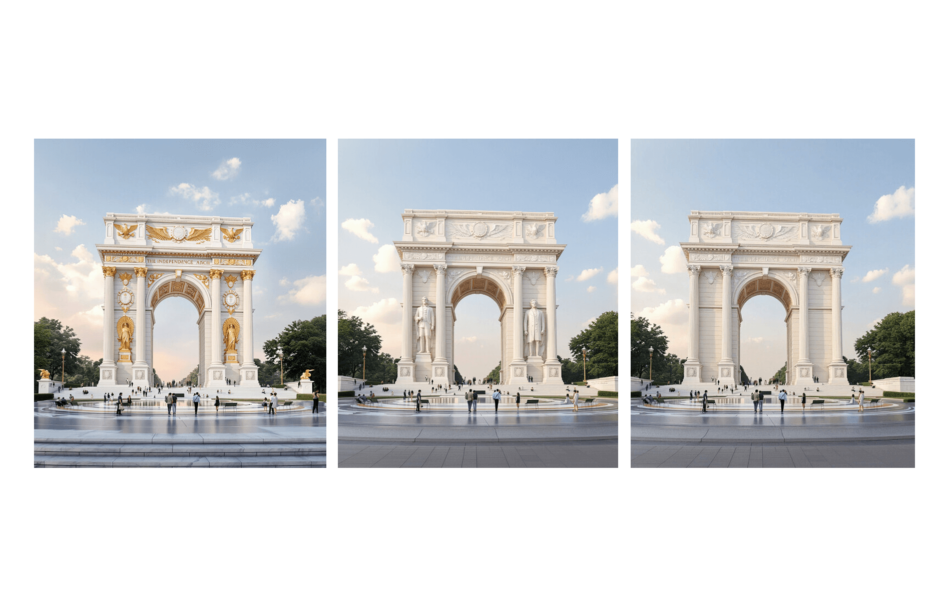 Președintele SUA, Donald Trump, a anunțat sâmbătă, de pe avionul prezidențial Air Force One, intenția de a amplasa în Washington o structură de monument — o arcadă de triumf inspirată de faimosul monument parizian, dar cu trăsături mai impunătoare și mai spectaculoase