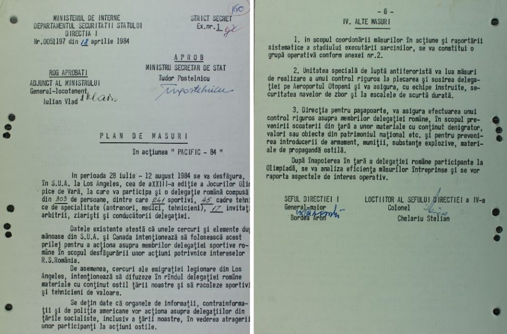CNSAS dezvăluie supravegherea sportivilor români la Olimpiada de la Los Angeles în 1984 Consiliul Național pentru Studierea Arhivelor Securității (CNSAS) a publicat pe pagina sa de Facebook un document relevant pentru istoria sportului românesc
