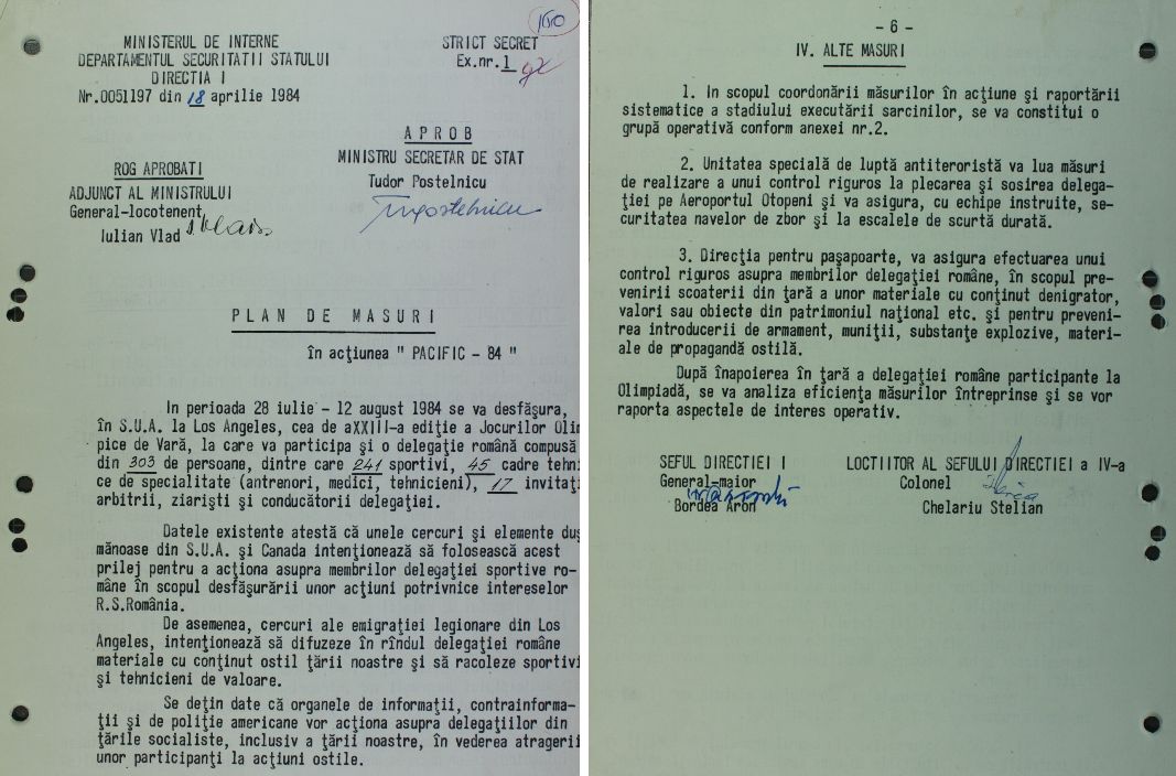 CNSAS dezvăluie supravegherea sportivilor români la Olimpiada de la Los Angeles în 1984 Consiliul Național pentru Studierea Arhivelor Securității (CNSAS) a publicat pe pagina sa de Facebook un document relevant pentru istoria sportului românesc