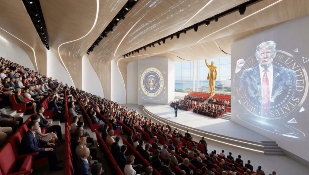 Donald Trump dezvăluie planurile pentru biblioteca prezidențială: Turn de sticlă și statuie aurie Fostul președinte american Donald Trump a prezentat planurile pentru construcția bibliotecii sale prezidențiale, ce va fi amplasată în centrul orașului Miami