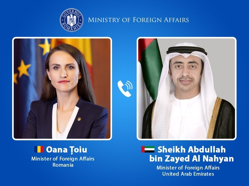 Ministrul de Externe, Oana Țoiu, a discutat cu omologul său din Emiratele Arabe Unite despre situația cetățenilor români blocați în Dubai și Abu Dhabi