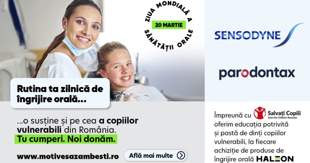 Mii de copii vulnerabili vor beneficia de produse de igienă orală prin parteneriatul Haleon România și Salvați Copiii Haleon România și organizația Salvați Copiii au încheiat un parteneriat cu scopul de a oferi produse de igienă orală pentru mii de copii din comunități vulnerabile din România