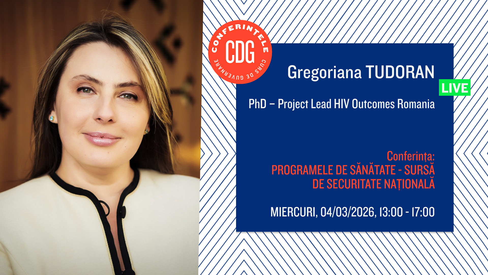 HIV: O Provocare Majoră pentru Sănătatea Publică, Amplificată de Factori Externi HIV-ul nu este doar o afecțiune cronică, ci reprezintă o problemă critică pentru securitatea sanitară la nivel național și european, a declarat miercuri Gregoriana Tudoran, doctor în științe și coordonator de proiect al inițiativei HIV Outcomes Romania