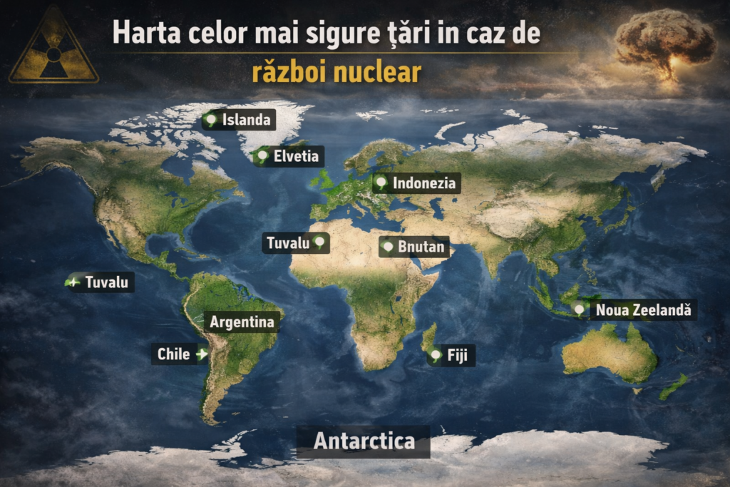 Războiul nuclear revine în actualitate: Unde te poți ascunde? Pe fondul tensiunilor geopolitice accentuate, experții au analizat cele mai sigure locuri de pe glob în cazul unui conflict nuclear