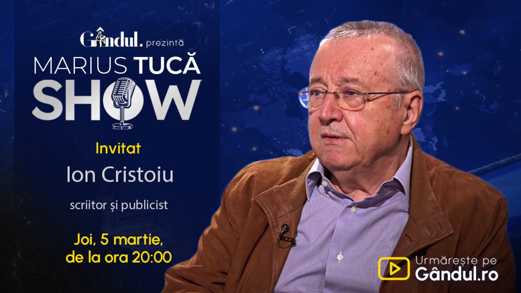 Ion Cristoiu, invitatul lui Marius Tucă la emisiunea de joi seară Jurnalistul și scriitorul Ion Cristoiu va fi invitatul lui Marius Tucă în cadrul emisiunii „Marius Tucă Show” de joi, 5 martie