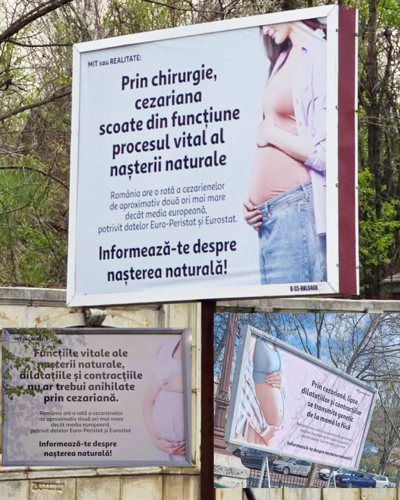 Panouri anti-cezariană în București: Parlamentarul semnalează pericolul
