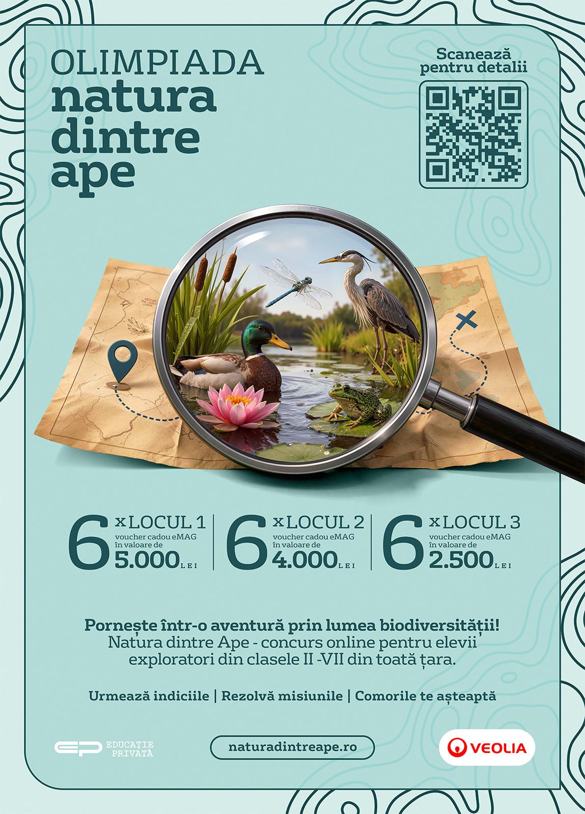 Înscrierile pentru Olimpiada „Natura dintre Ape” se deschid pe 6 aprilie 2026, cu extindere la nivel național Olimpiada de biodiversitate „Natura dintre Ape”, inițiată de Apa Nova București, o companie a Grupului Veolia, se extinde pentru prima dată la nivel național