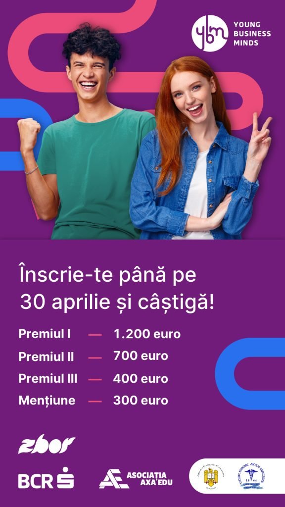 BCR, Axa Edu și Colegiul Economic „Nicolae Kretzulescu” deschid înscrierile pentru Young Business Minds 2026 București – Banca Comercială Română (BCR), Asociația Axa Edu și Colegiul Economic „Nicolae Kretzulescu” anunță startul înscrierilor pentru ediția din 2026 a competiției „Young Business Minds”, program dedicat liceenilor din București