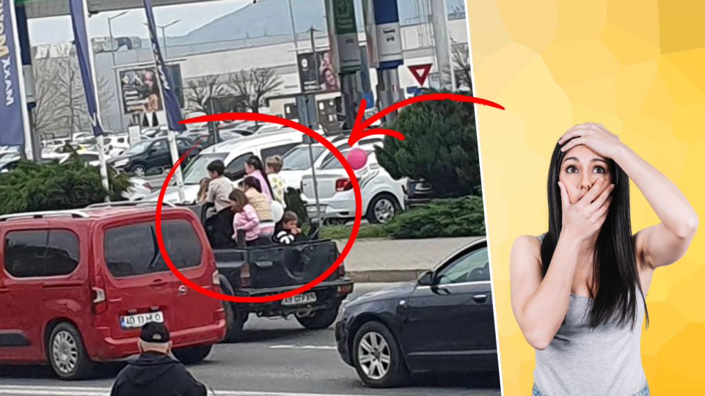 Șofer surprins cu 7 copii în benă, pe un drum din Alba: Imagini ȘOCANTE