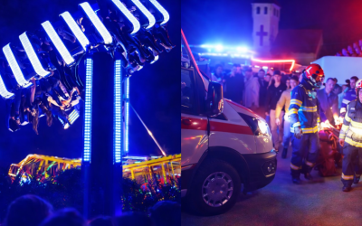 Tineri, BLO CAȚI cu capul în jos 40 de minute într-un carusel din Caransebeș