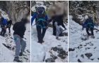 Doi turiști, salvați de pe munte, au stat culcați pe burtă o oră și jumătate
