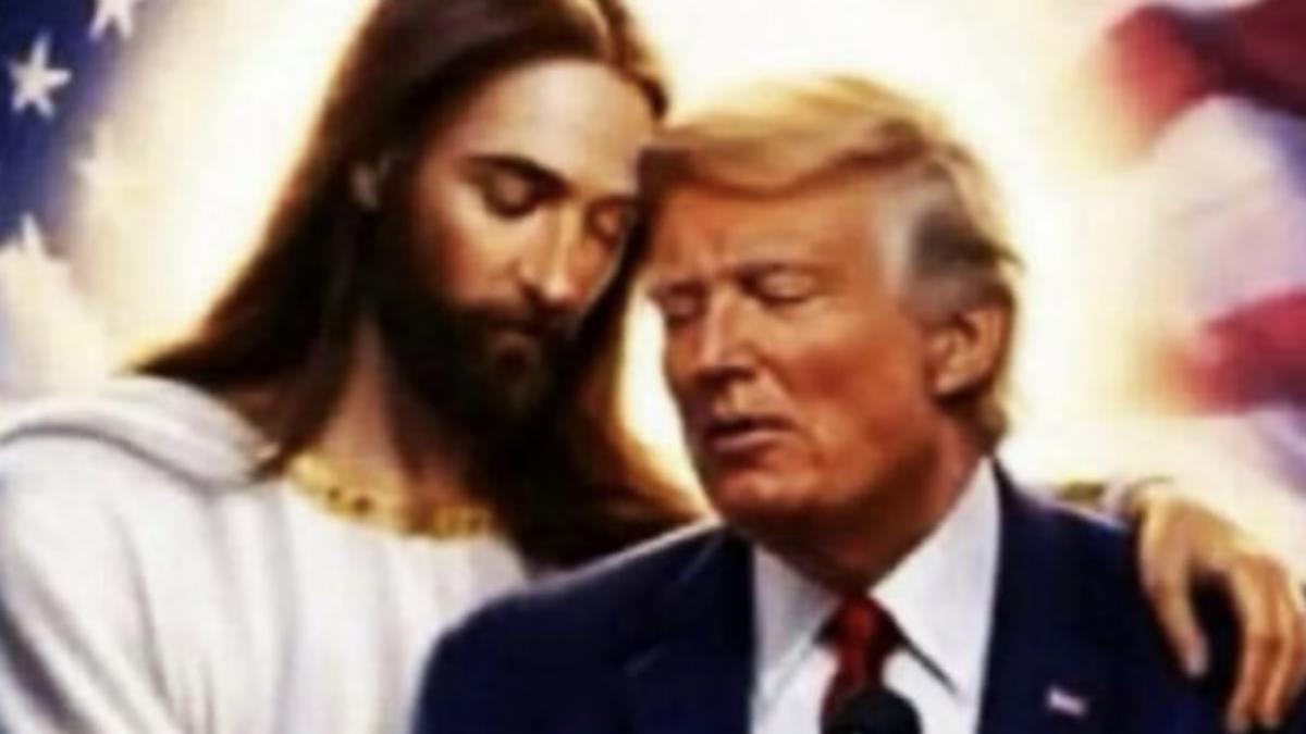 Trump, noua poză cu Isus: Îl îmbrățișează și spune „Frumos”