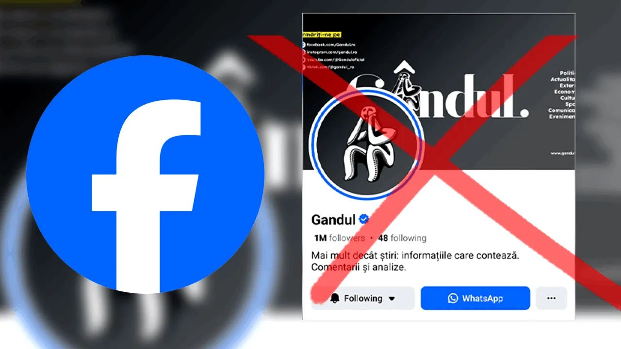 Compania META, proprietara platformei Facebook, a închis pagina ziarului Gândul pe 22 februarie 2026, fără o explicație oficială