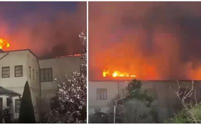 Incendiu la Mănăstirea Bistrița: Pericol de explozie din cauza buteliilor GPL!