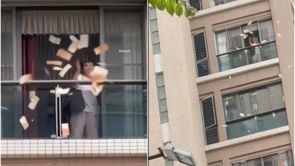 A aruncat 215.000 de euro de la balcon, după ce s-a certat cu soțul în China