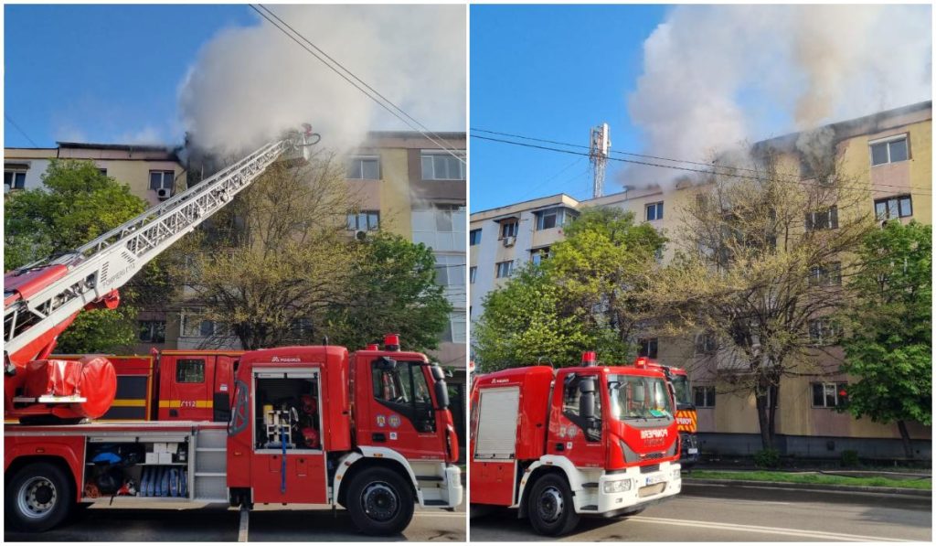 Incendiu violent la Craiova: 14 oameni, evacuați de urgență din bloc