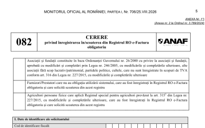 ANAF schimbă 082. RO e-Factura: Noul ordin, în Monitorul Oficial