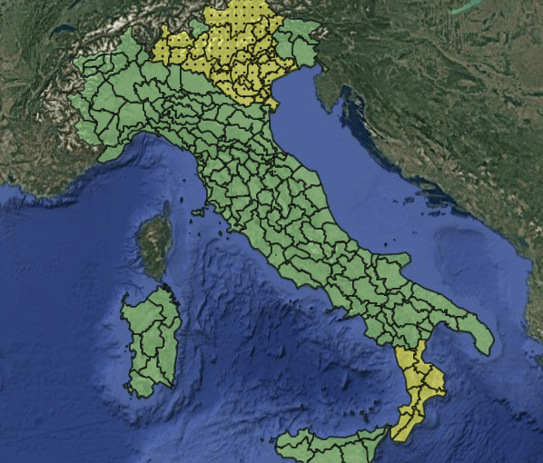 la mappa delle regioni a rischio