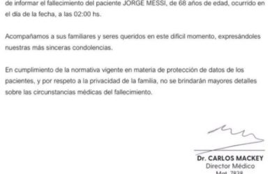 Spitalul din Rosario, despre Jorge Messi: Comunicat Oficial