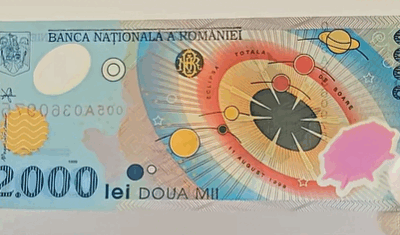 Bancnota de 2000 lei din 1999, vândută scump colecționarilor