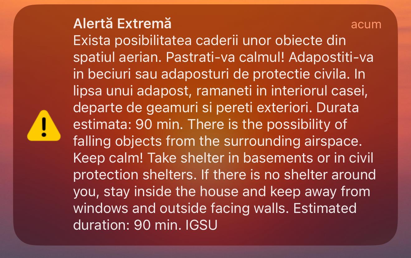 RO-ALERT în Tulcea: Al treilea mesaj pe fond de război Ucraina