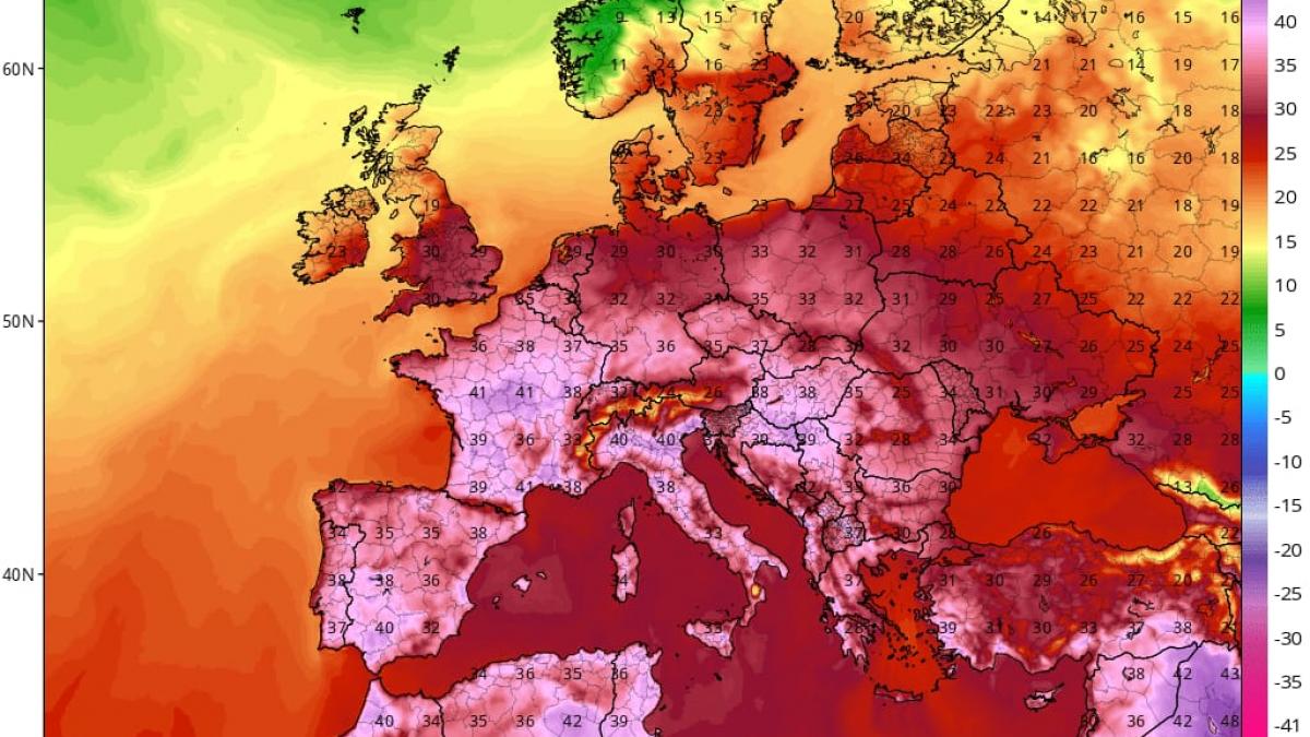 Caniculă de foc pe Europa: Valul 5 aduce 42 de grade. Vezi harta!