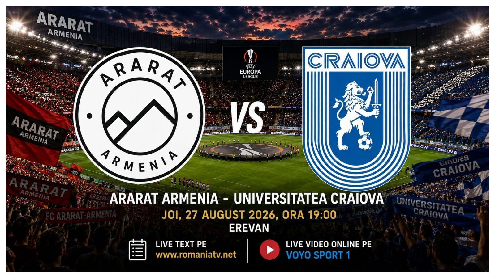 Universitatea Craiova, miza uriașă la Erevan! LIVE Ararat