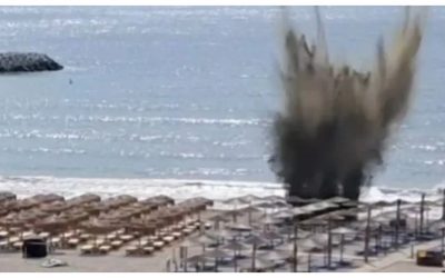 Drona cu explozibil, detonată pe plaja de la Olimp. VIDEO