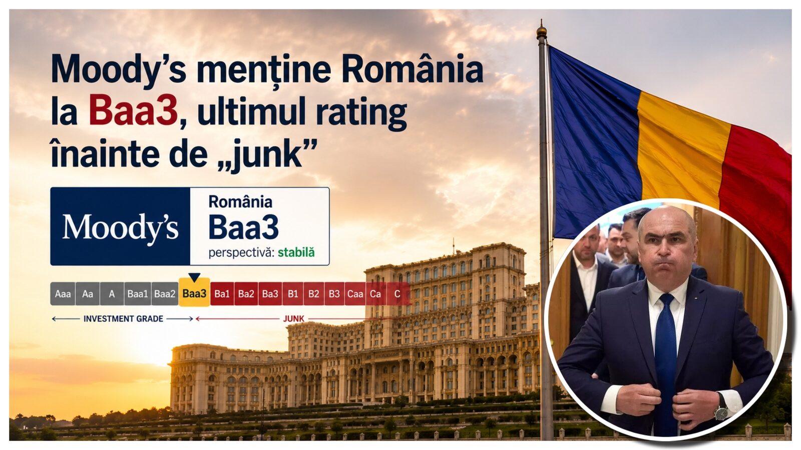 Moody’s, vești bune: România scapă de „junk” pentru moment