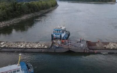 Dunărea crește la Cernavodă după scufundarea barjelor