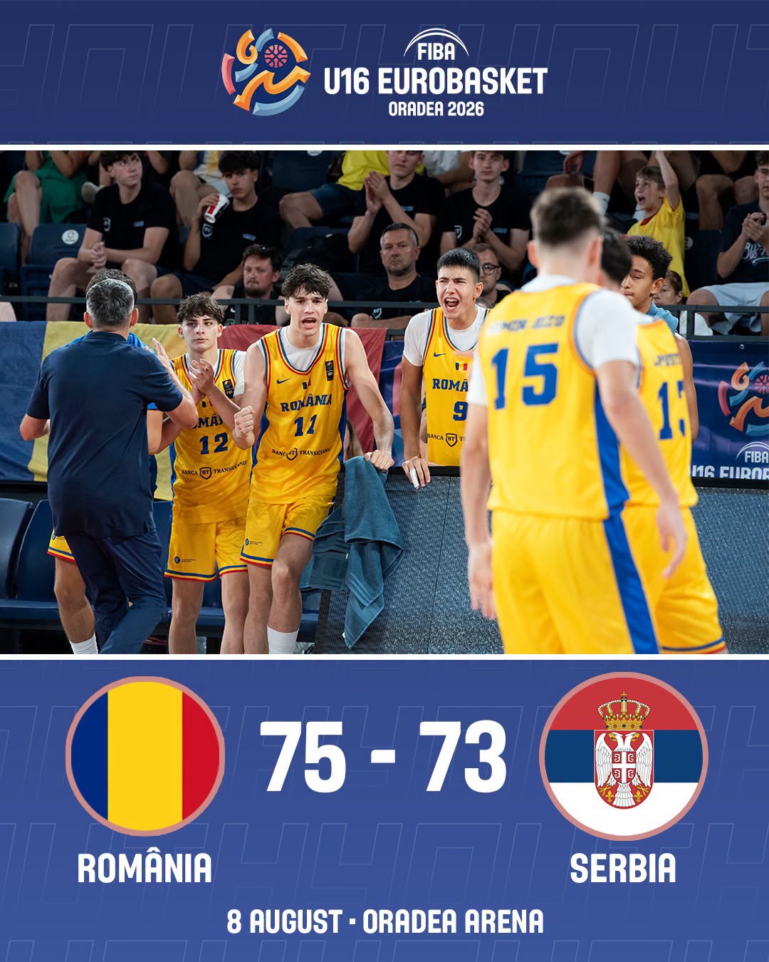 România zdrobește Serbia la U16, 75-73