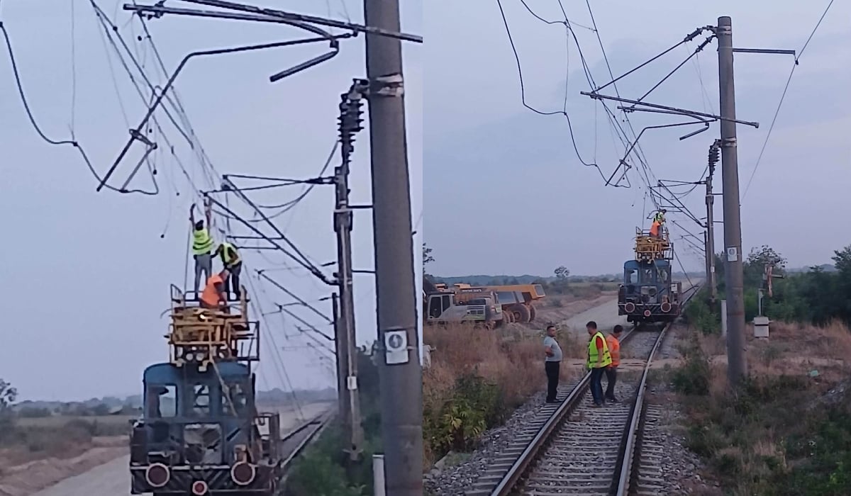 Trenuri blocate în Timiș: Utilaj agricol a rupt firul pe Magistrala 100