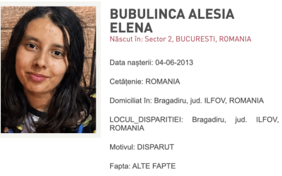 ALERTĂ RO: Alesia-Elena Bubulincă, dispărută
