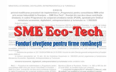 Fonduri Elvețiene: SME Eco-Tech scapă de o barieră pentru firme