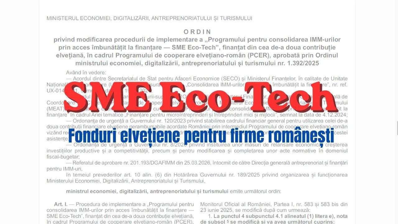 Fonduri Elvețiene: SME Eco-Tech scapă de o barieră pentru firme
