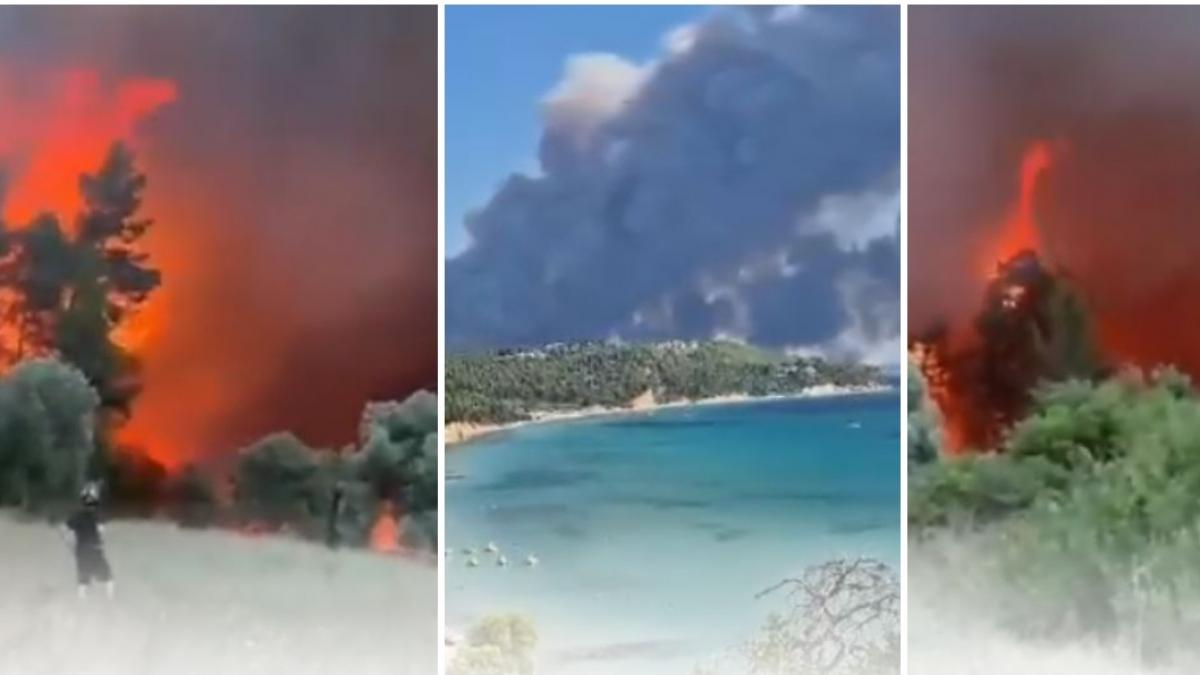 Halkidiki: Incendiu uriaș forțează evacuarea turiștilor