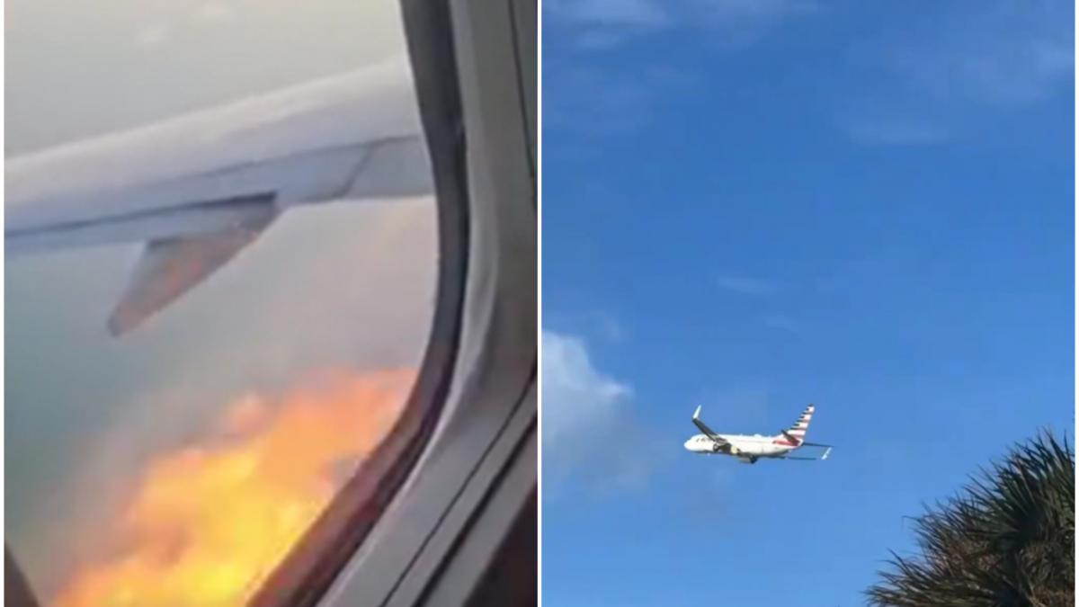 Incendiu la motor în zbor: Avionul cu 181 de oameni, filmat de un pasager